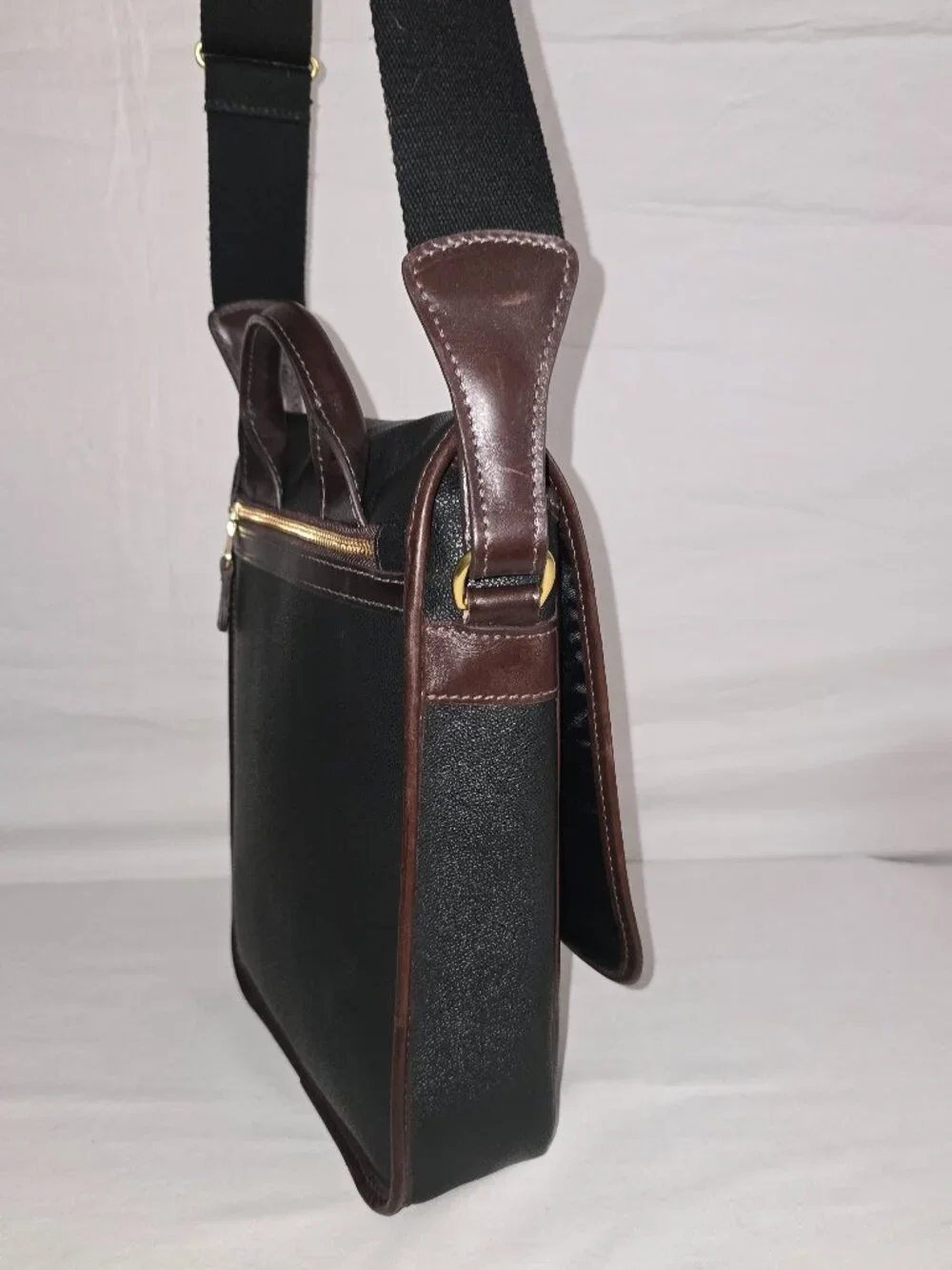 Vtg Mulholland Endurance Black Coated Canvas Convertible Top Handle Crossbody